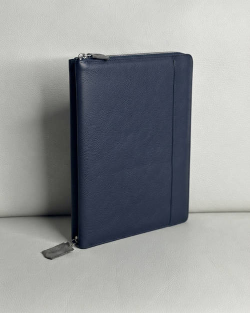 Grainitti Leather Clutch — Navy